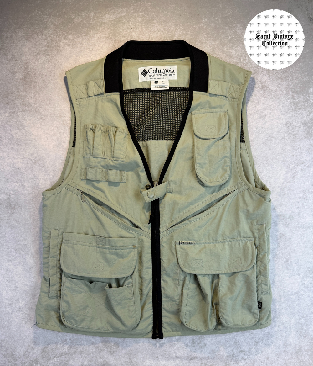 Columbia Sportswear Multi Pocket Utility Fishing Vest Sage Green Unisex Size S